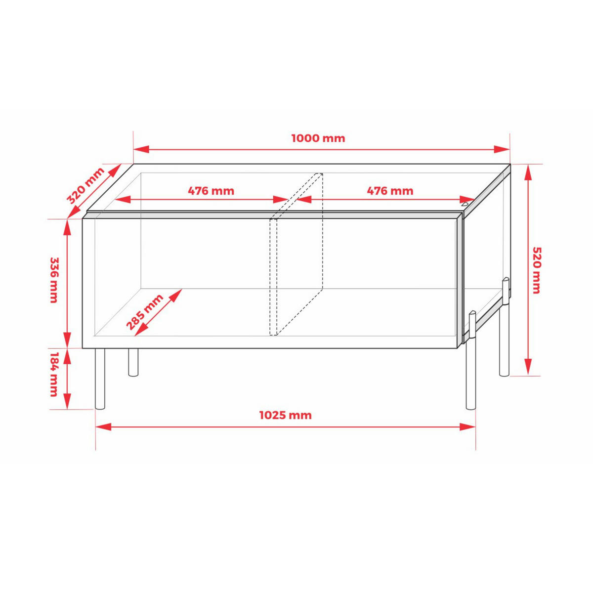 TV-SCHRANK : Ziegelrot, 100 x 52 x 32 cm, Goldene Beine - Rot/Goldfarben, Holzwerkstoff/Metall (100/52/32cm) - 3XE LIVING