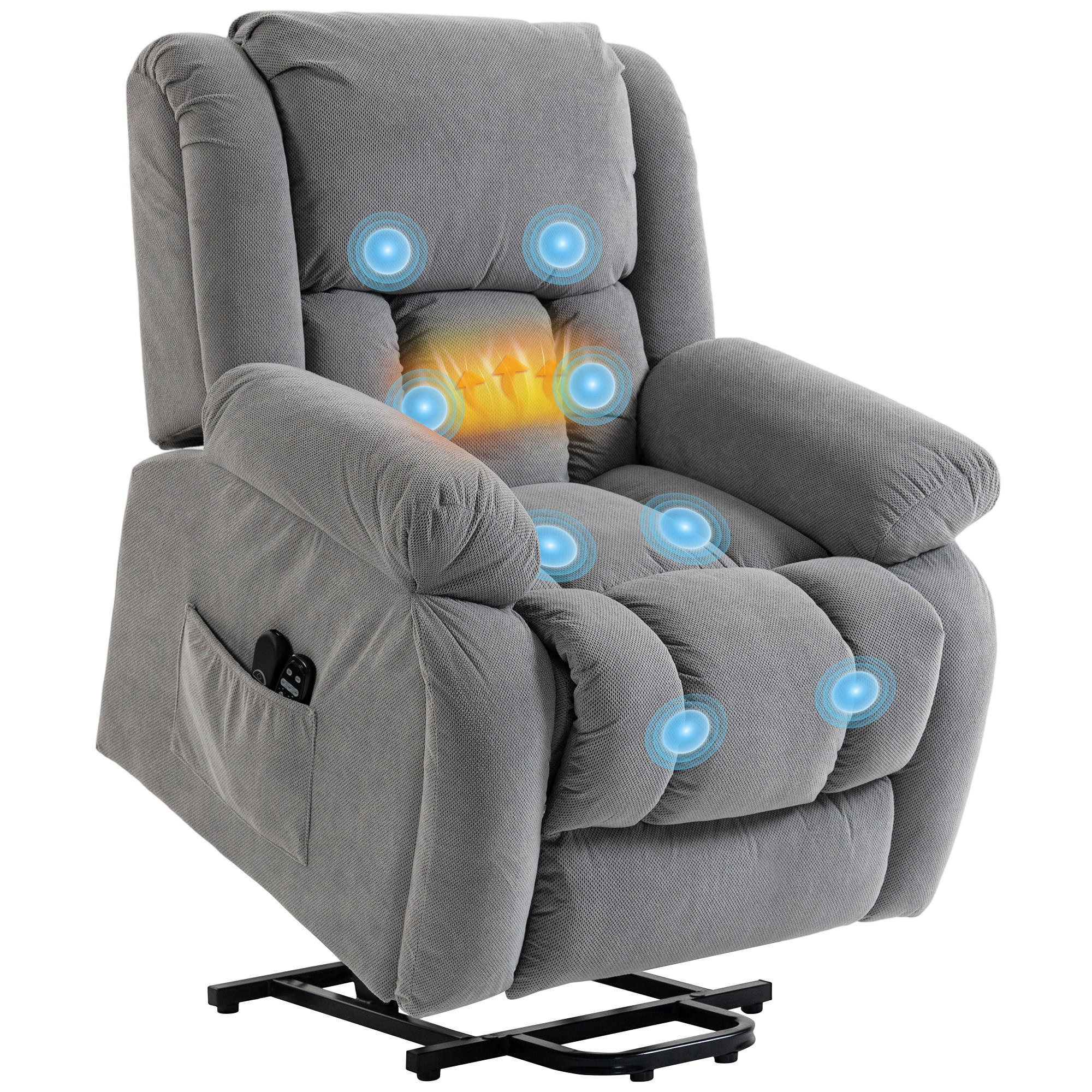SESSEL Massagefunktion Aufstehhilfe 93/104/100 cm - Ahornfarben, Textil (104/100/93cm) - PANGIVO
