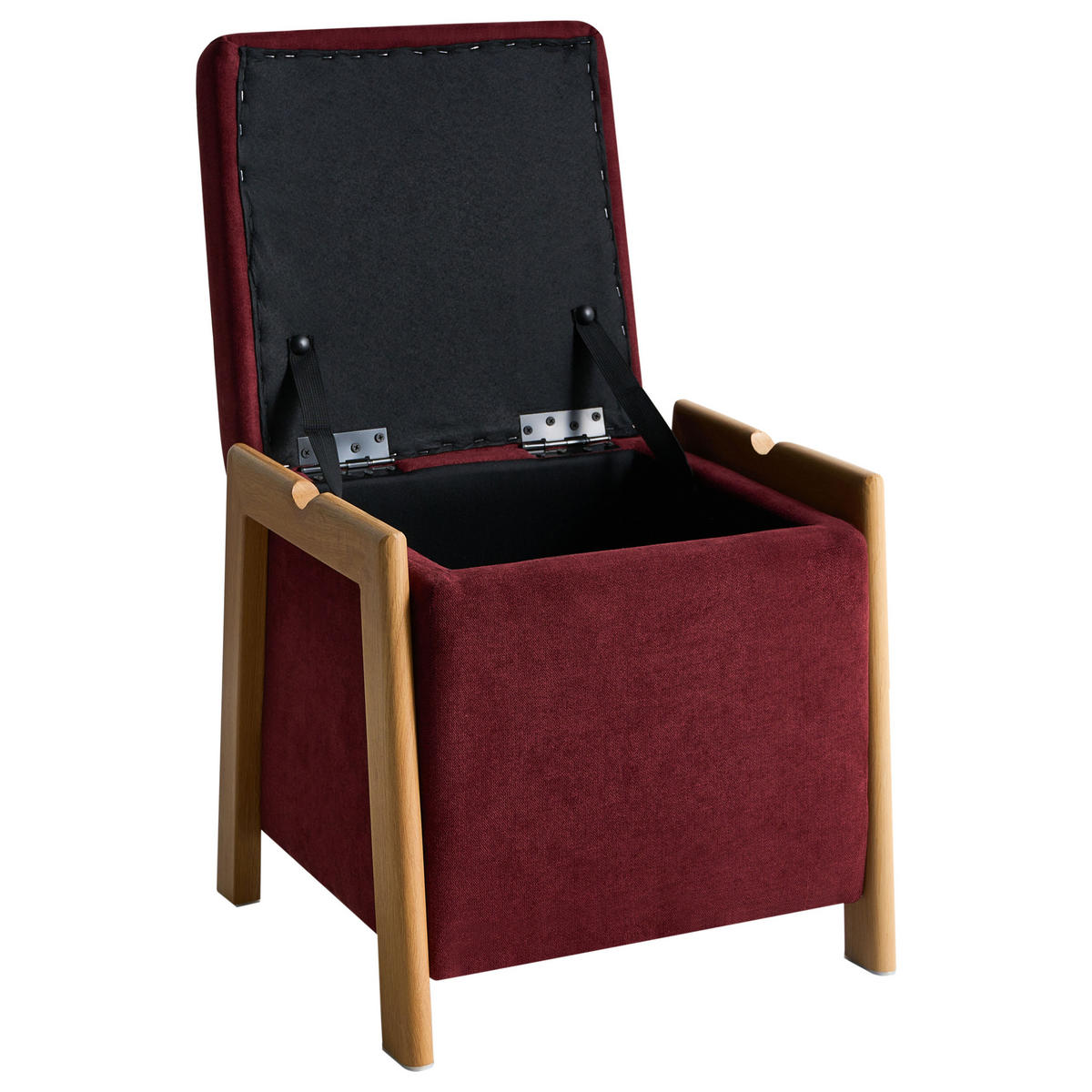 POUF cu spațiu de depozitare textil 45 cm roșu bordeaux Edland - roșu închis, metal (45/44/43cm) - Beliani