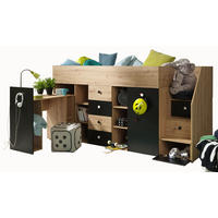 HOCHBETT 249/123/93 - Schwarz/Eiche Artisan, Holz (90/200cm) - MÖBEL KRYSPOL