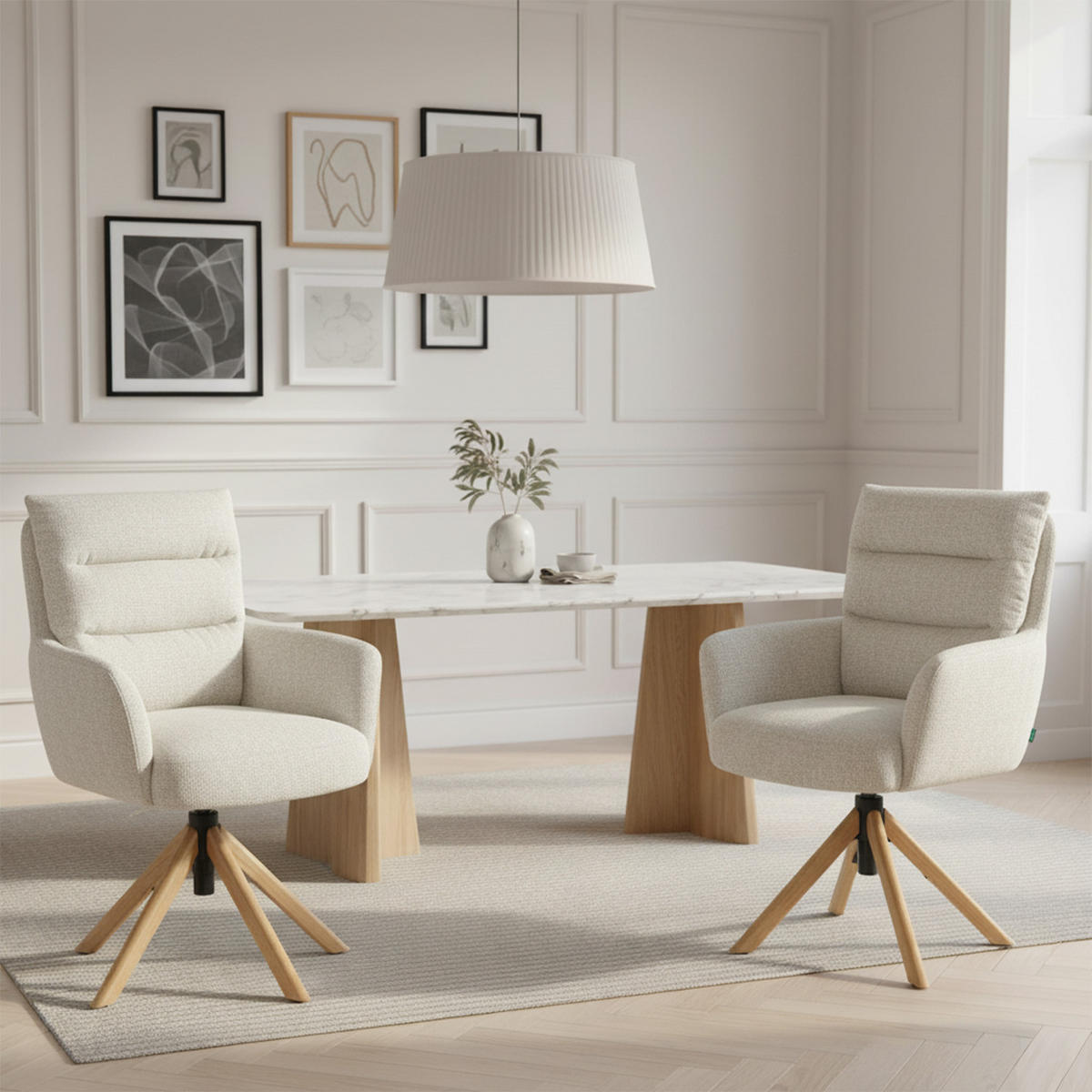 BÜROSTUHL Mika-Tesa - Honigeiche/Creme, Eichenholz/Holz (59/95/66cm) - DUBI Möbel