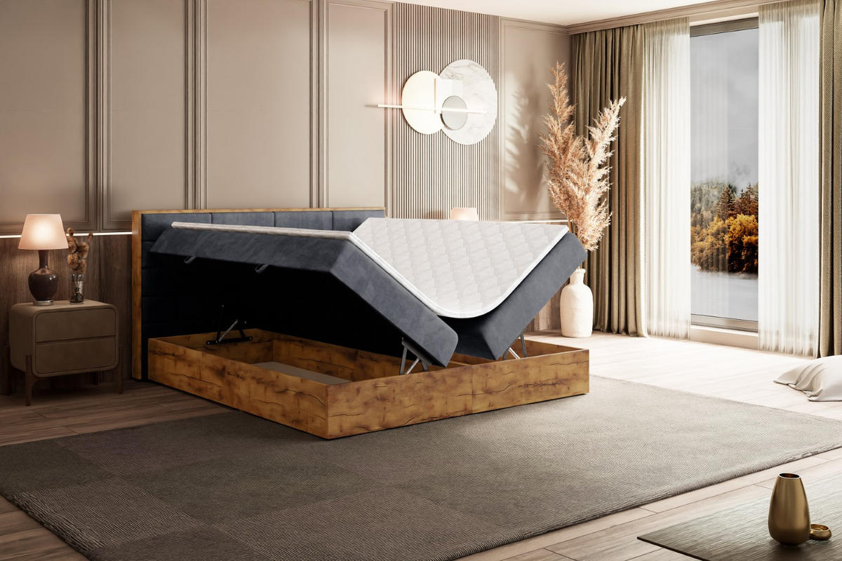 BOXBETT mit Matratze H4 und Lattenrost - LOLLI8 - 180x200 - Dunkelgrau - Grau, Holzwerkstoff/Kunststoff (180/200cm) - ALTDECOR