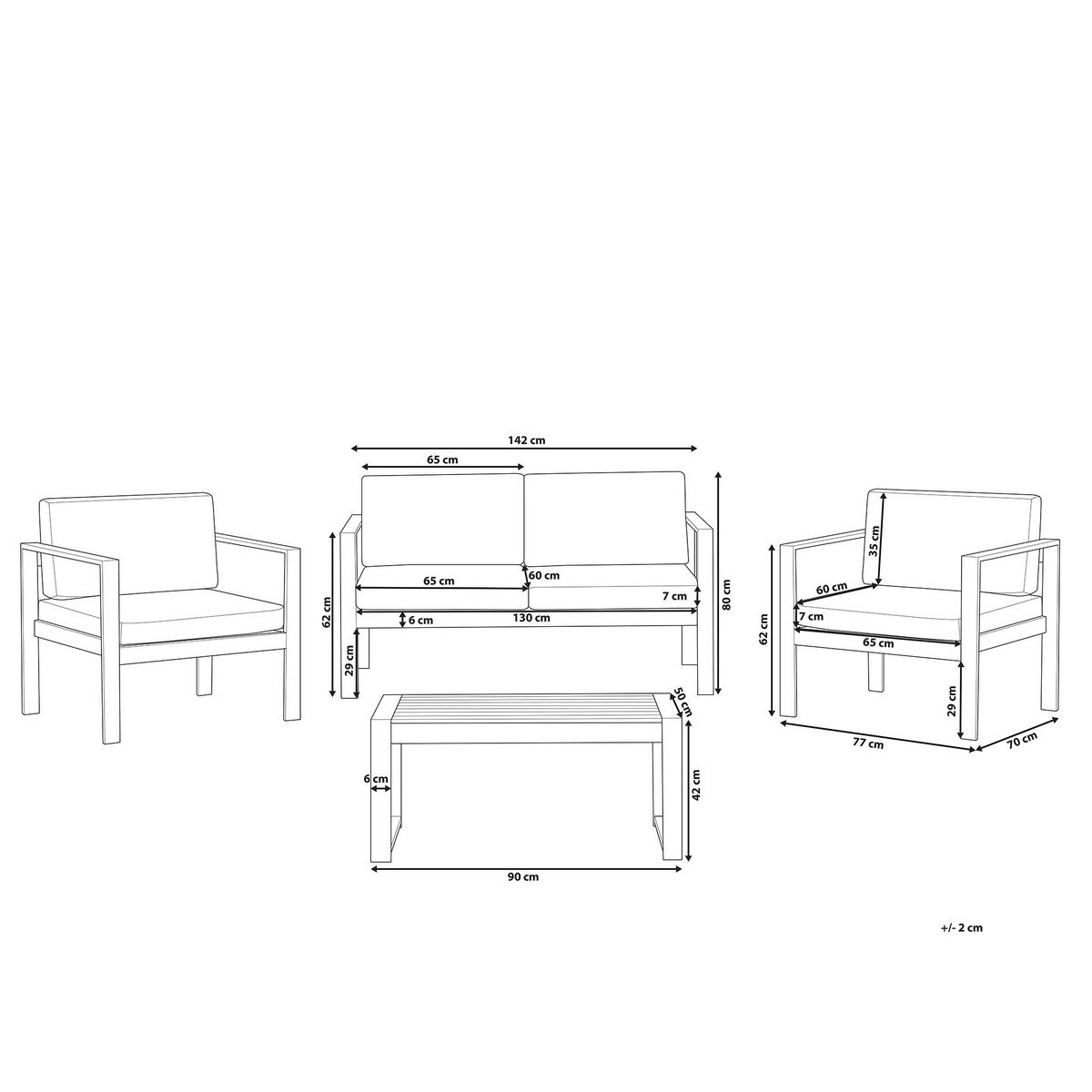 LOUNGE-SET 4-sitzer Aluminium Dunkelgrau Salerno - Grau, Metall - Beliani