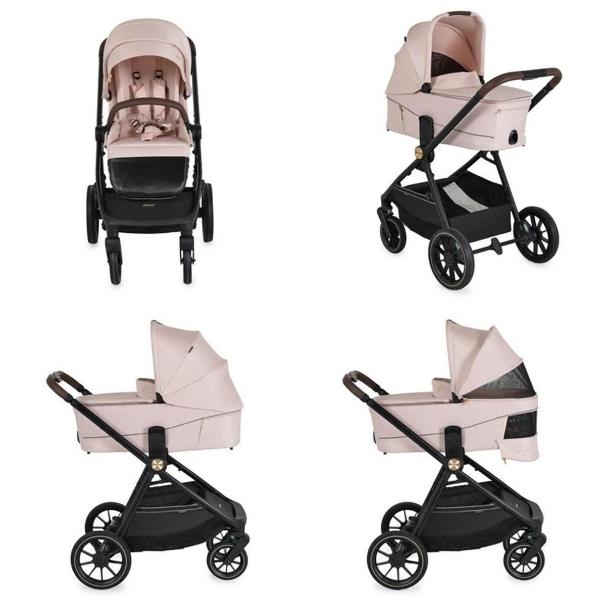 KOMBIKINDERWAGEN 2 in 1 Celebrity rosa Stoßdämpfer PU-Rollen Wickeltasche - Rosa, Metall (96/60/100cm) - Cangaroo