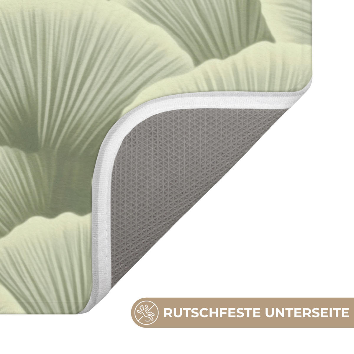 KOUPELNOVÁ PŘEDLOŽKA Vějíř - list - zelený 80x50 cm - pastelově zelená, textil/plast (80/50cm)