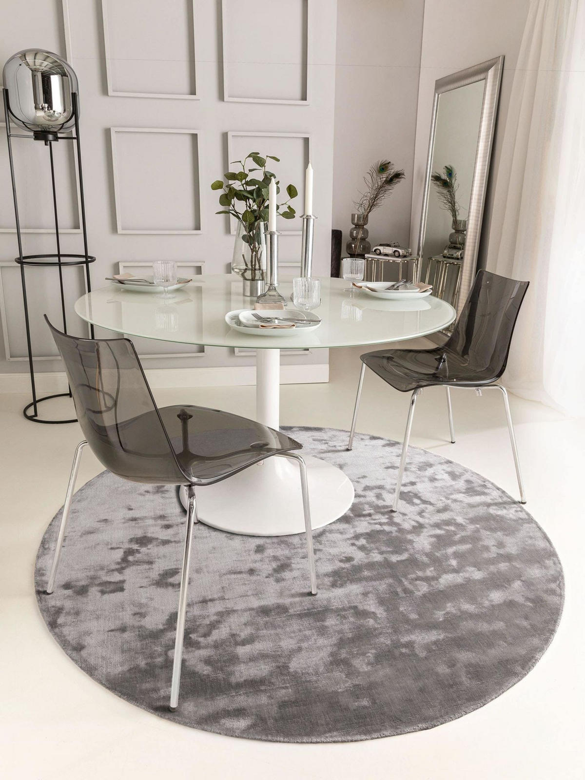 TEPPICH Viskoseteppich Nela Grau - Grau, Textil (120/1cm) - KUNSTLOFT