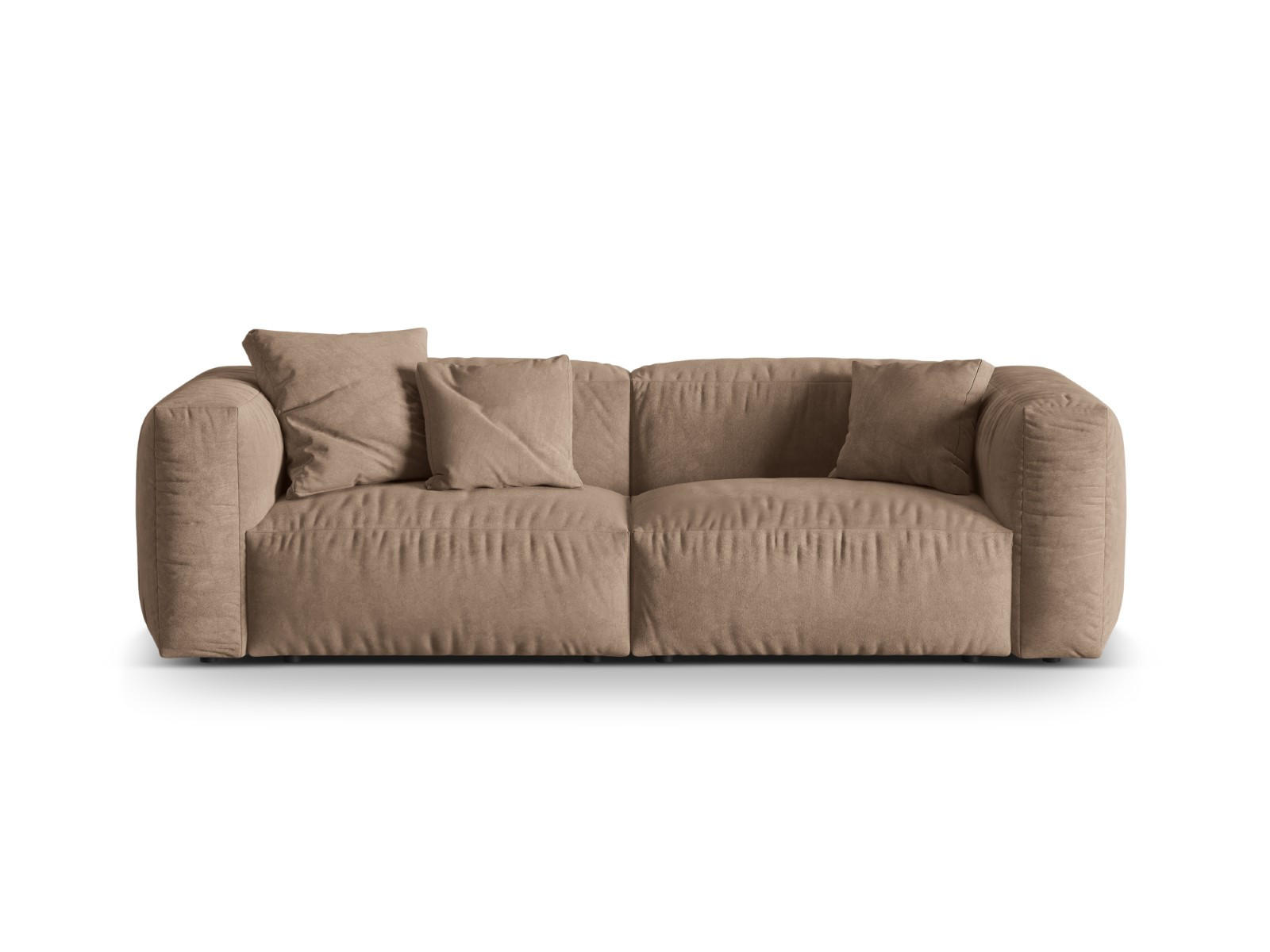 SOFA modular Martina aus Samt dunkelbeige 3 Sitzplätze - Mokka, Textil (240/75/106cm) - Micadoni