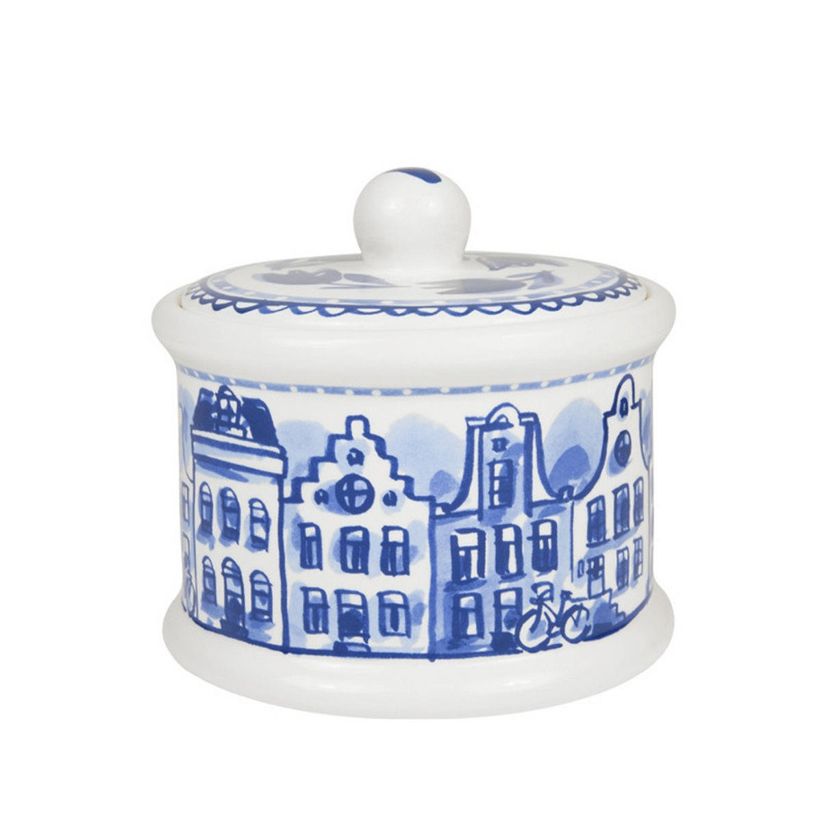 VORRATSDOSE Kanalhäuser in Blau - 12,5cm - Multicolor, Keramik (14/13/14.3cm) - Blond Amsterdam