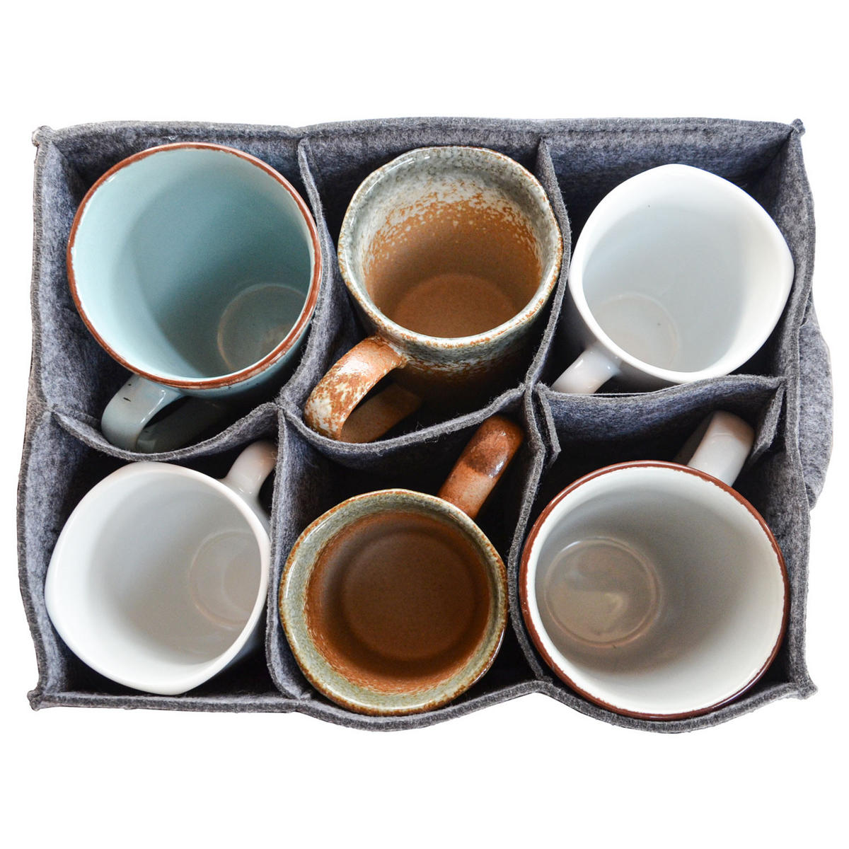 TASSENHALTER - ca. 28 x 21 x 11,5 cm - aus Filz - Grau, Kunststoff (21/11.5/28cm) - Dunedesign