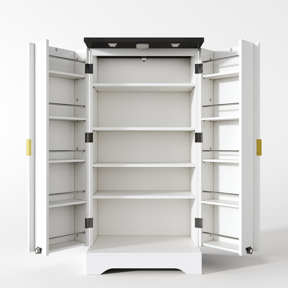 AUFBEWAHRUNGSSCHRANK 120x60,5x40cm weiß mit gerillten Türen & LED - Weiß, Holzwerkstoff (40/120/60.5cm) - Modfu