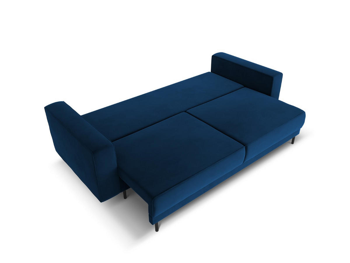 AUSKLAPPBARES-SOFA mit Bettkasten Caro aus Samt königsblau 3 Sitzplätze - Blau, Textil (97/93/236cm) - Micadoni