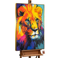 GEMÄLDE Löwengrazie Schattenfugenrahmen Gold 120x80 cm - Goldfarben, Holz (120/80cm) - YS-art gallery