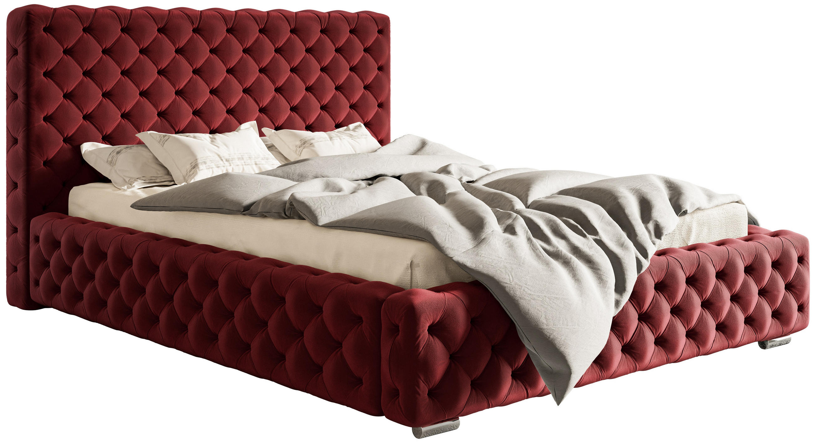 POLSTERBETT 160x200 mit Bettkasten Adonis, Glamour, Rot - Rot, Holz/Textil (160/200cm) - Emporius