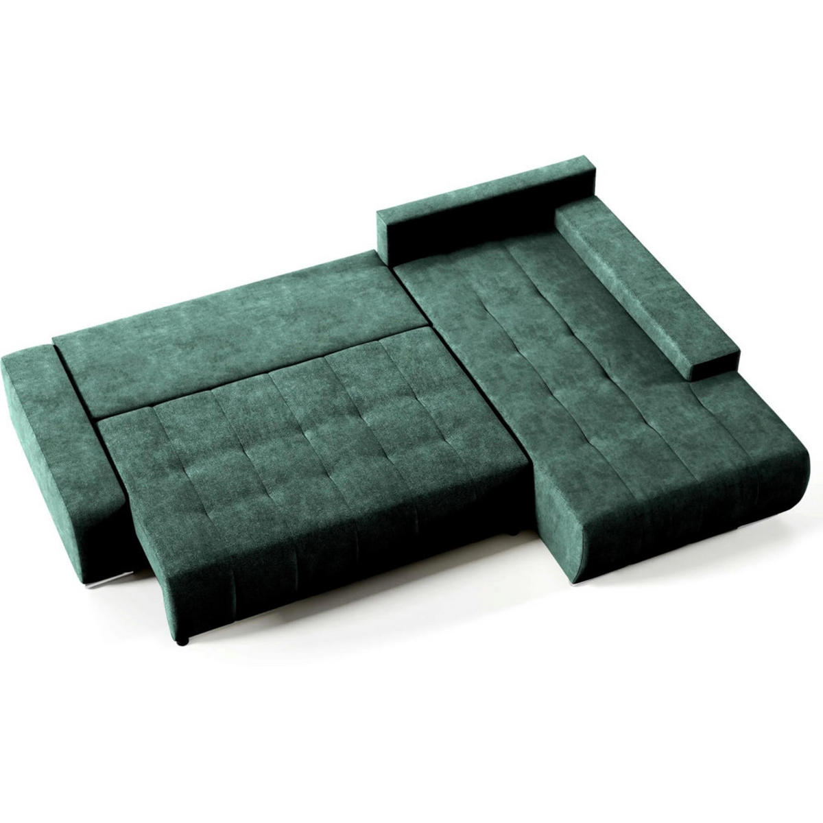 ECKSCHLAFSOFA Draco L Grün - Schwarz/Grün, Textil/Metall (267/186cm) - Beautysofa