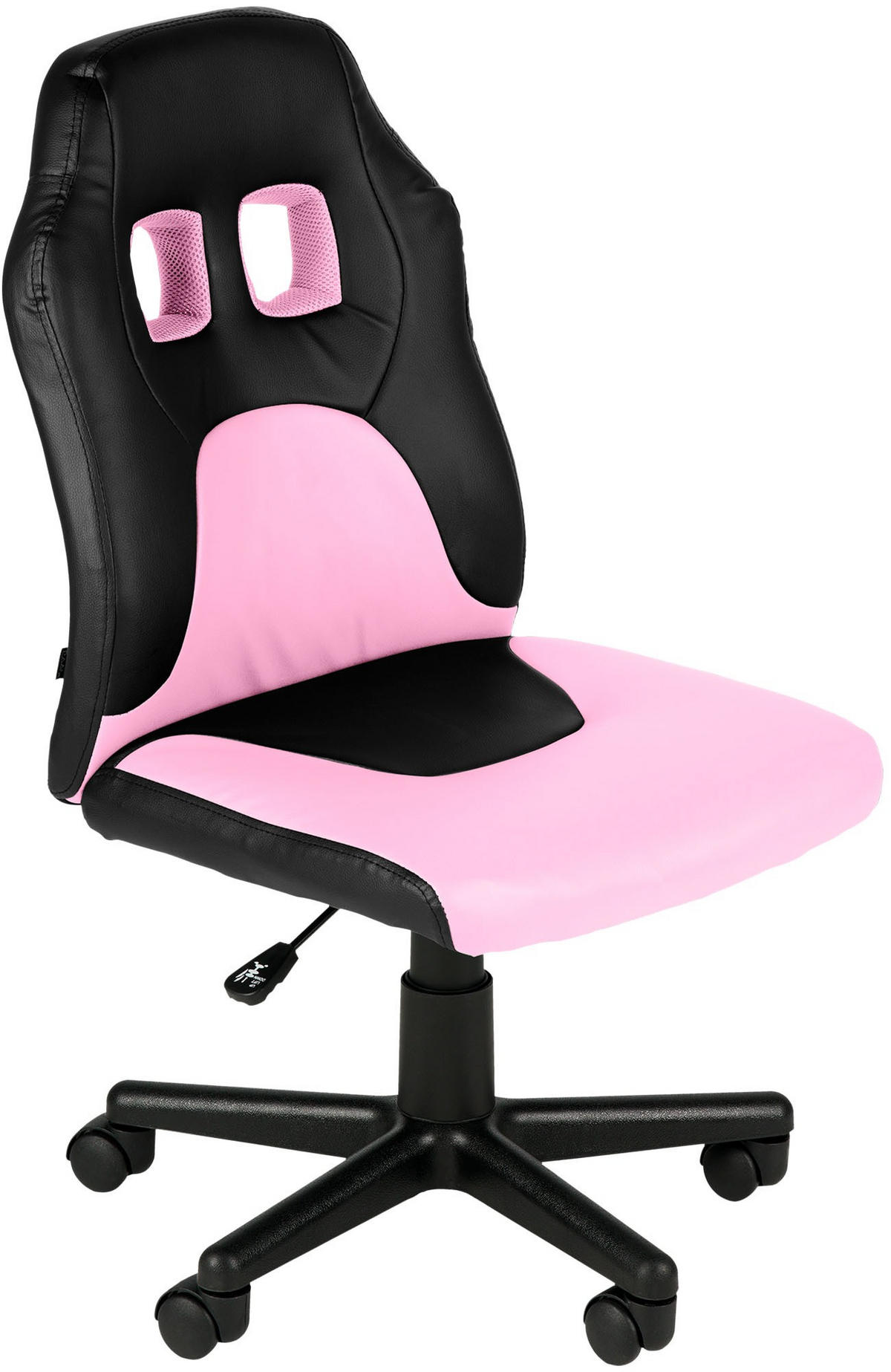 JUGENDDREHSTUHL Lederlook Schwarz/Pink - Pink/Schwarz, Kunststoff/Textil (56/83/59cm) - CLP