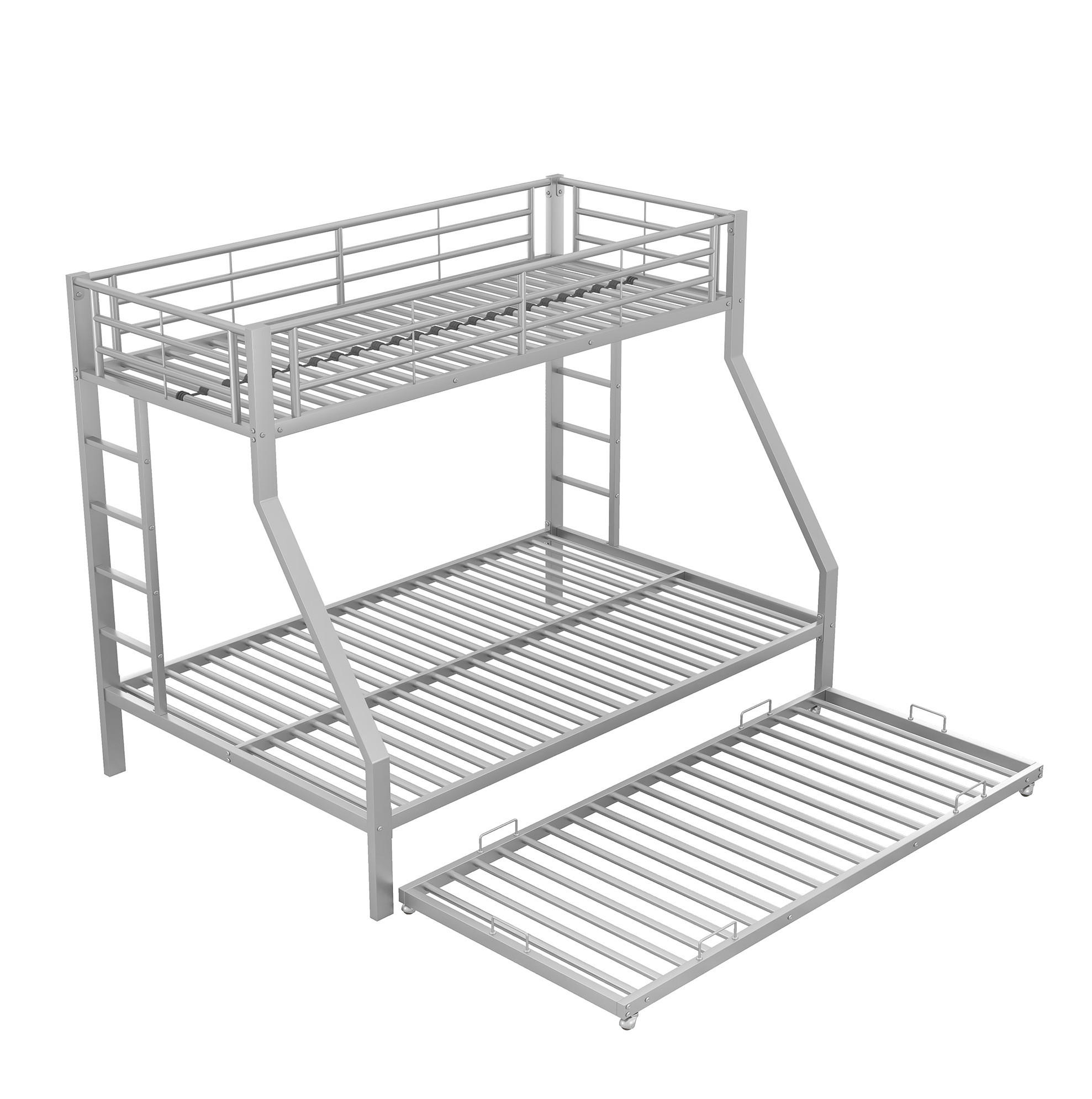 ETAGENBETT 90/140x200 cm mit Ausziehbett und Leitern auf beiden Seiten, Silber - Silberfarben, Holzwerkstoff (90/200cm) - Redom