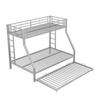 ETAGENBETT 90/140x200 cm mit Ausziehbett und Leitern auf beiden Seiten, Silber - Silberfarben, Holzwerkstoff (90/200cm) - Redom
