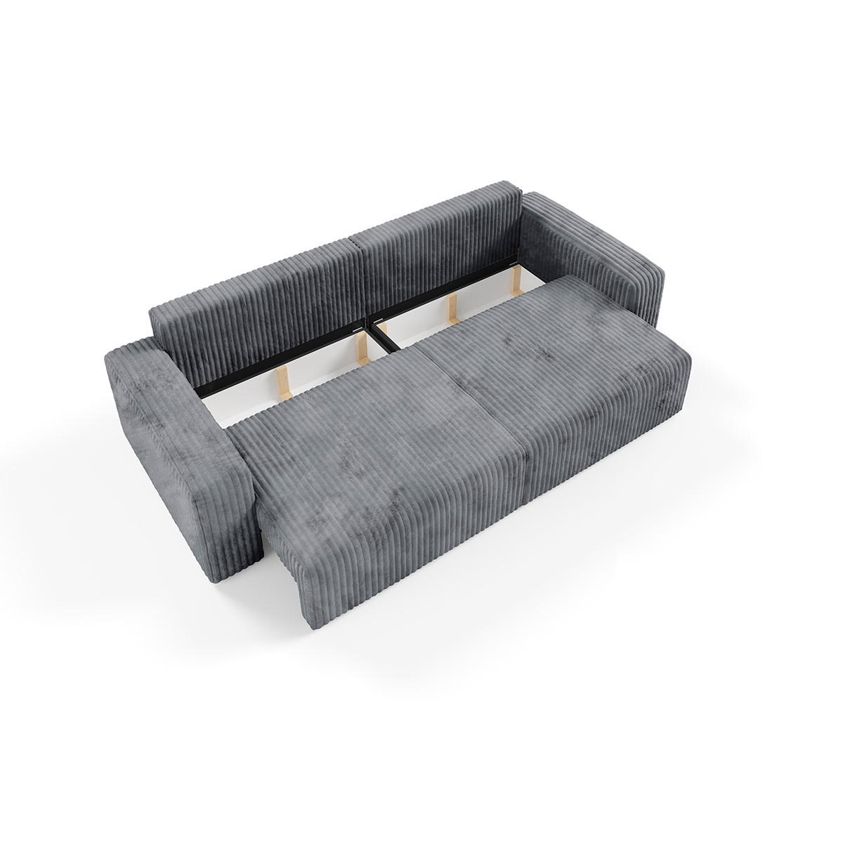 SOFA Angela 3 Sitzplätze Dunkelgrau - Grau, Holz (252/86/105cm) - Petits-meubles