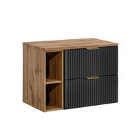 WASCHTISCHUNTERSCHRANK 80.6cm Adriel Schwarz und Holz - Schwarz, Holzwerkstoff (80.6/59/46cm) - Petits-meubles