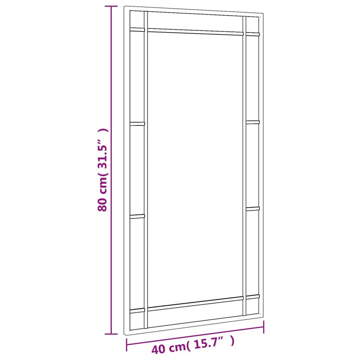 WANDSPIEGEL Schwarz 40/80 Cm Rechteckig Eisen - Schwarz, Metall (80/1.5/40cm) - vidaXL