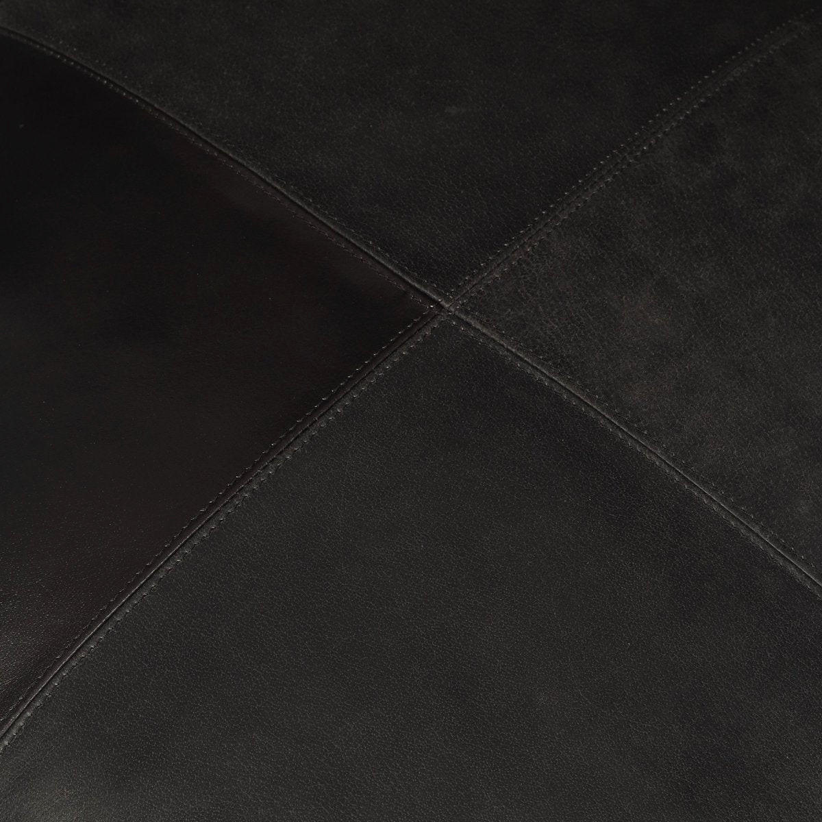 POUF 50/50/45 cm Echtleder Schwarz - Schwarz, Leder (50/45/50cm) - Furnhouse