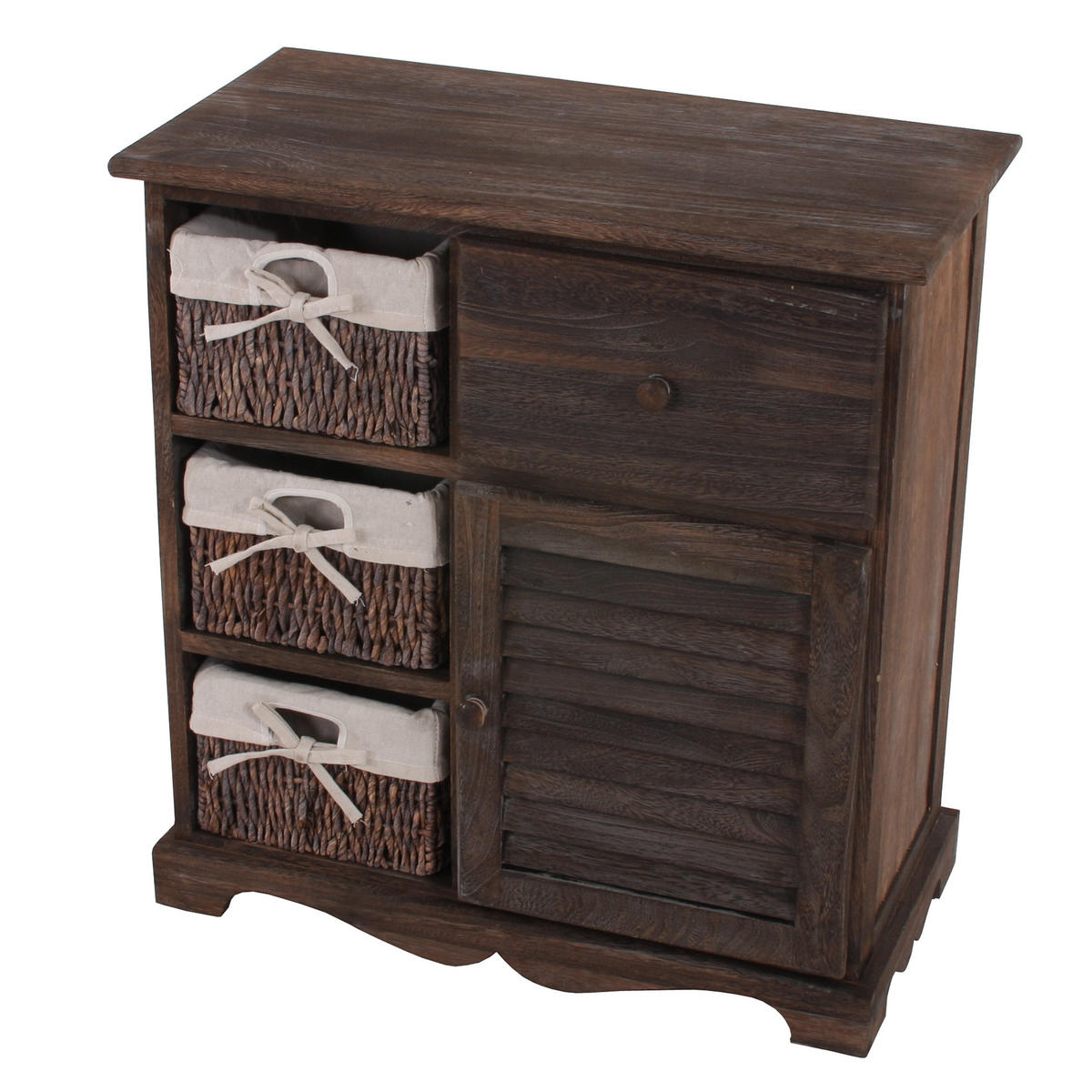 KOMMODE SCHRANK MIT 3 KÖRBEN Braun - Braun, Holz (60/63/30cm) - MCW