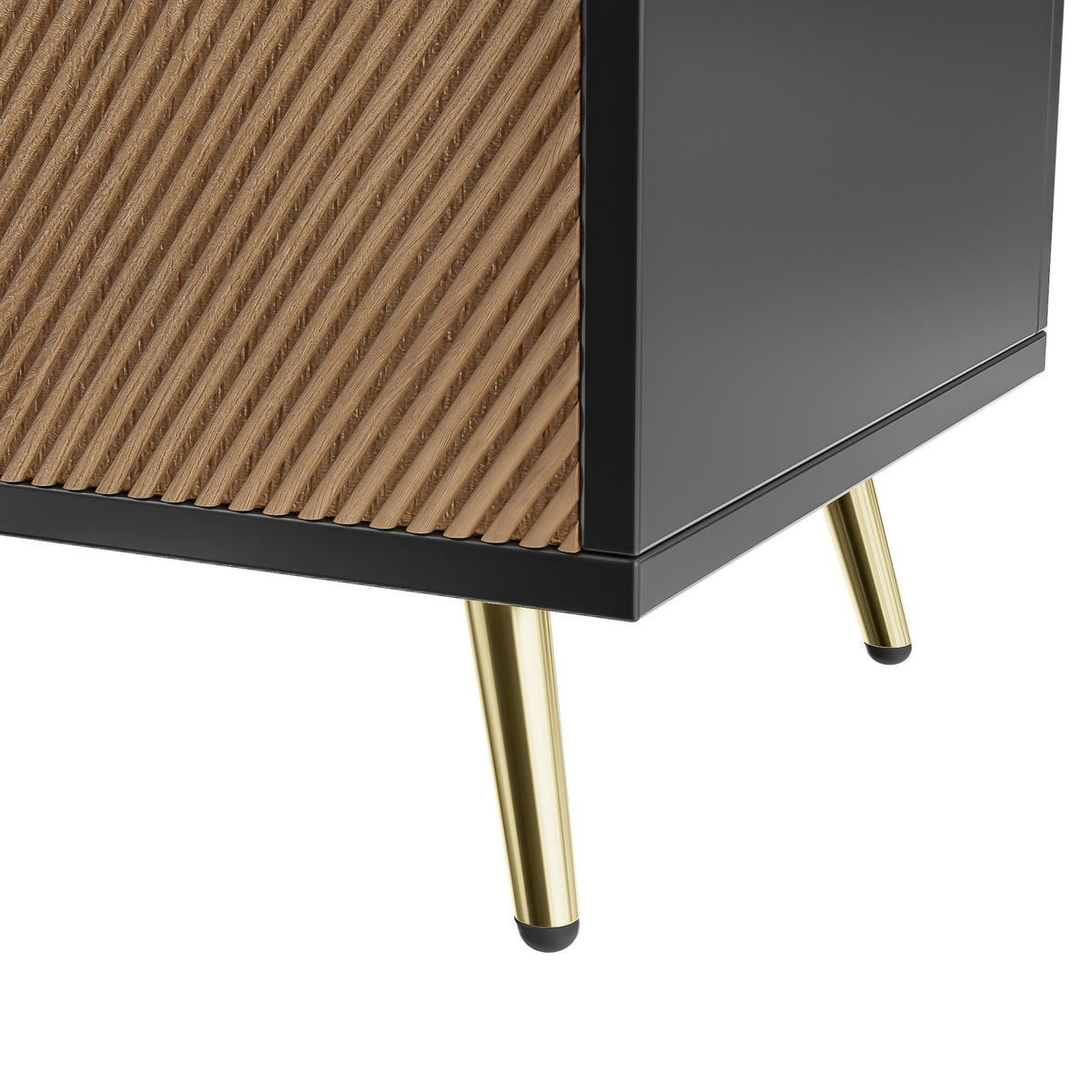 SIDEBOARD Schwarz & Holzoptik, 4 Türen mit Innenfächern, mit goldfarbenen Füßen, 160/40/75 cm - Eichefarben, Holzwerkstoff (160/75/40cm) - WISHDOR