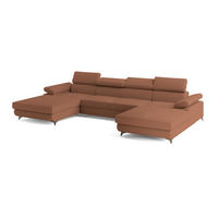 WOHNLANDSCHAFT DETTI Kupferfarben Boucle-Stoff mit Schlaffunktion - Kupferfarben, Holz (339/89/190cm) - MASSENO