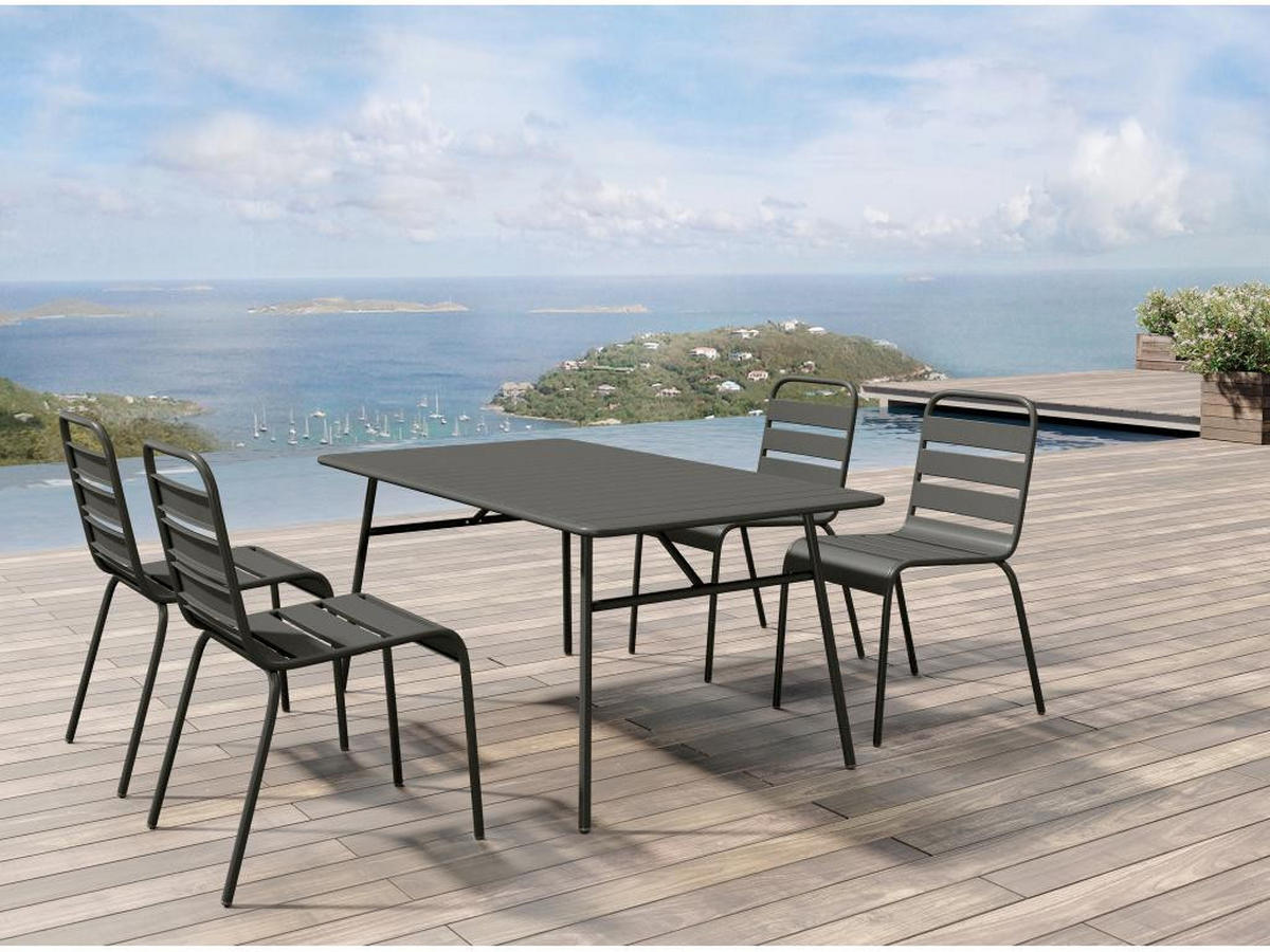 GARTENSTUHL stapelbar 2er-Set - Metall - Anthrazitgrau - MIRMANDE von MYLIA - Anthrazit, Metall (59/79/47.5cm) - Vente-Unique
