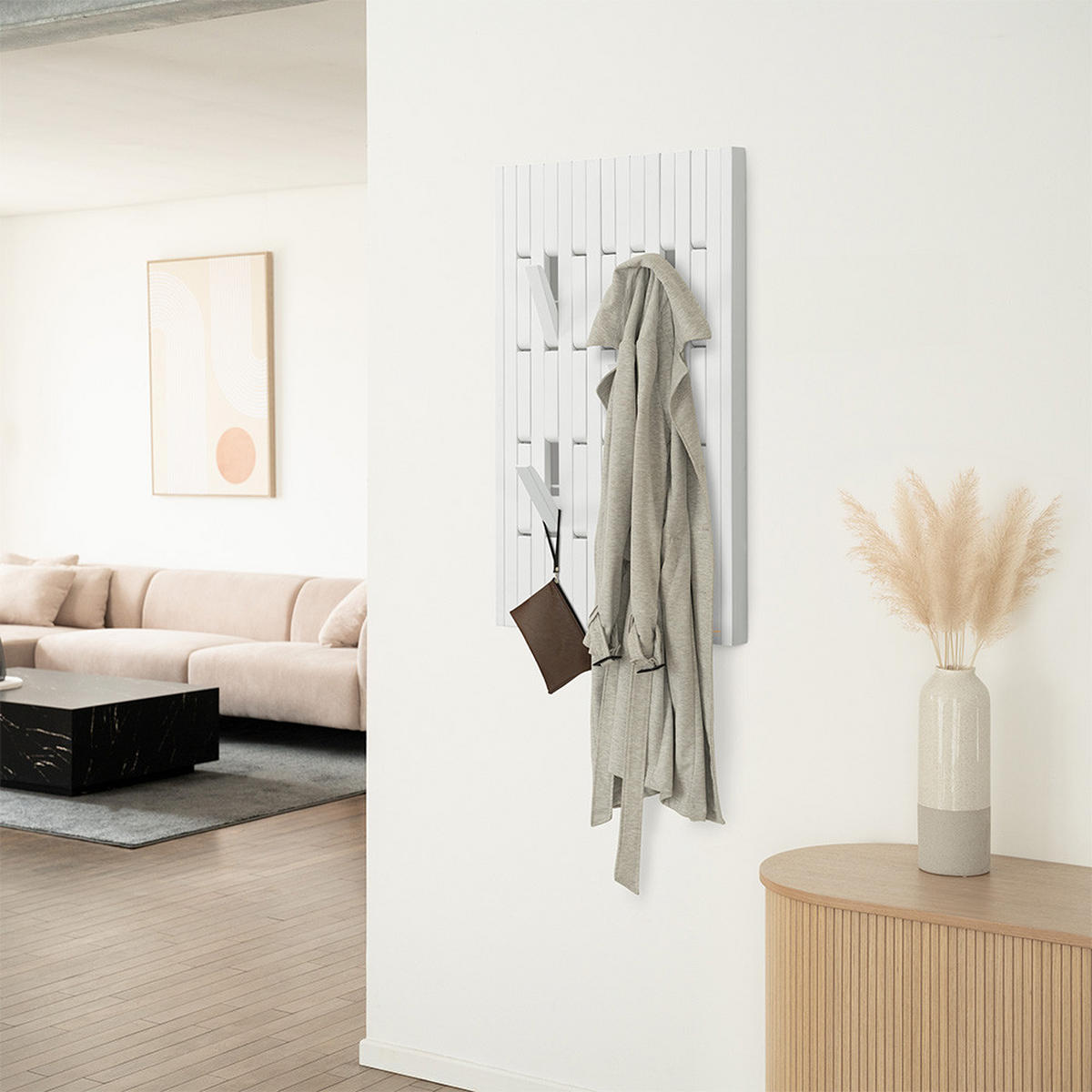 GARDEROBENPANEEL QUEST Weiß - 55 x 4 x 105 cm - Weiß, Holz/Holzwerkstoff (55/105/4cm) - Home Deluxe