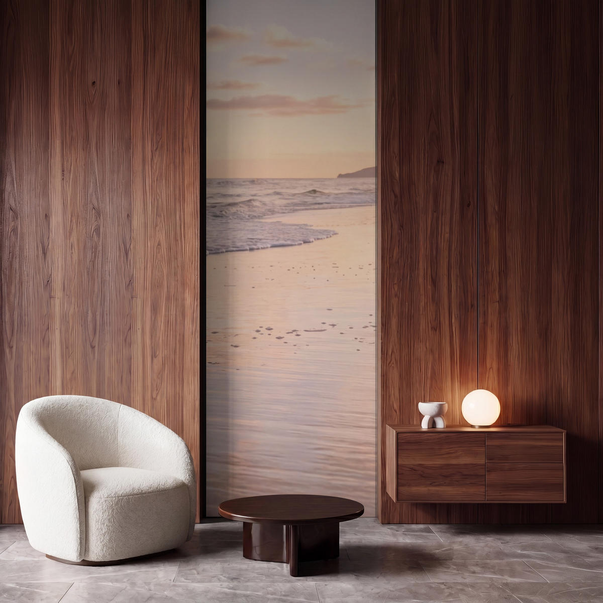 TAPETE - Strand - Brandung - Wolken - 100x280 cm - Hellrosa, Papier (100/280cm) - OnlyWow