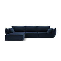 ECKSOFA links Kaelle aus Samt königsblau 4 Sitzplätze - Blau, Textil (171/308cm) - Micadoni