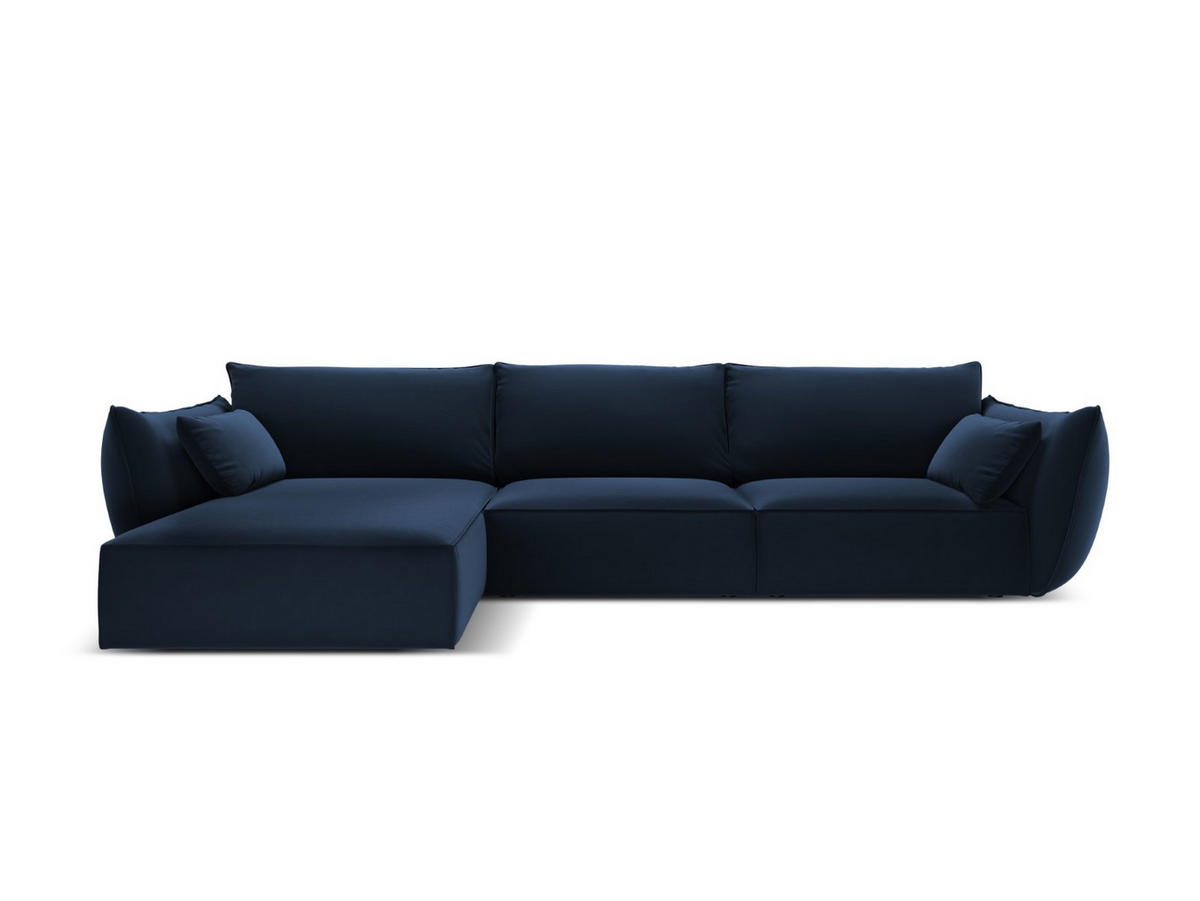 ECKSOFA links Kaelle aus Samt königsblau 4 Sitzplätze - Blau, Textil (171/308cm) - Micadoni