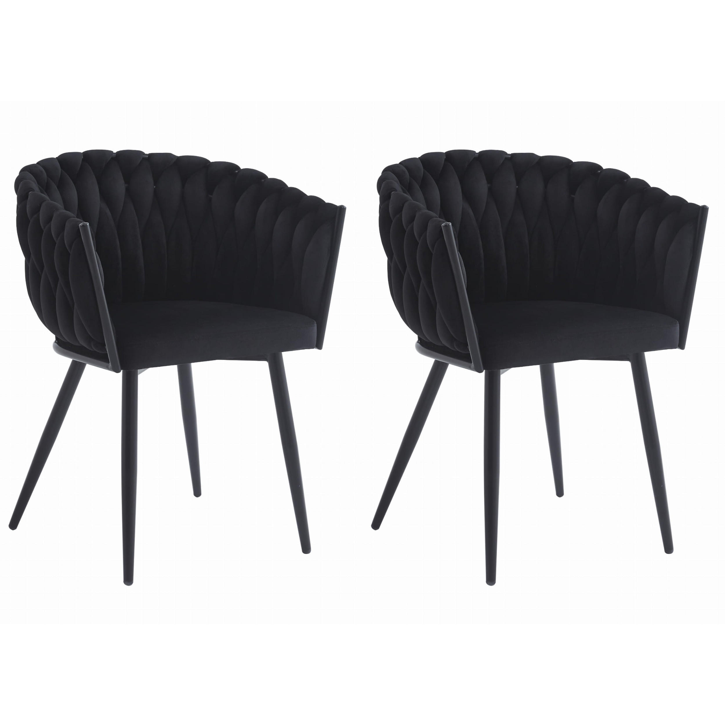 STUHL ARONA 2-er Set, Schwarz, Schwarze metallische Beine - Schwarz, Textil/Metall (61/79/55cm) - Komodee