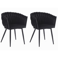 STUHL ARONA 2-er Set, Schwarz, Schwarze metallische Beine - Schwarz, Textil/Metall (61/79/55cm) - Komodee
