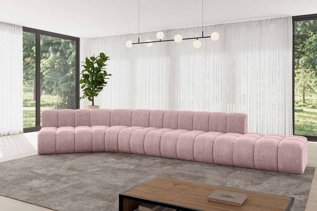 ECKSOFA modulares Sofa Brilo-L2 - 471x174x70 cm Rosa - Rosa, Holzwerkstoff/Textil (471/174cm) - ALTDECOR