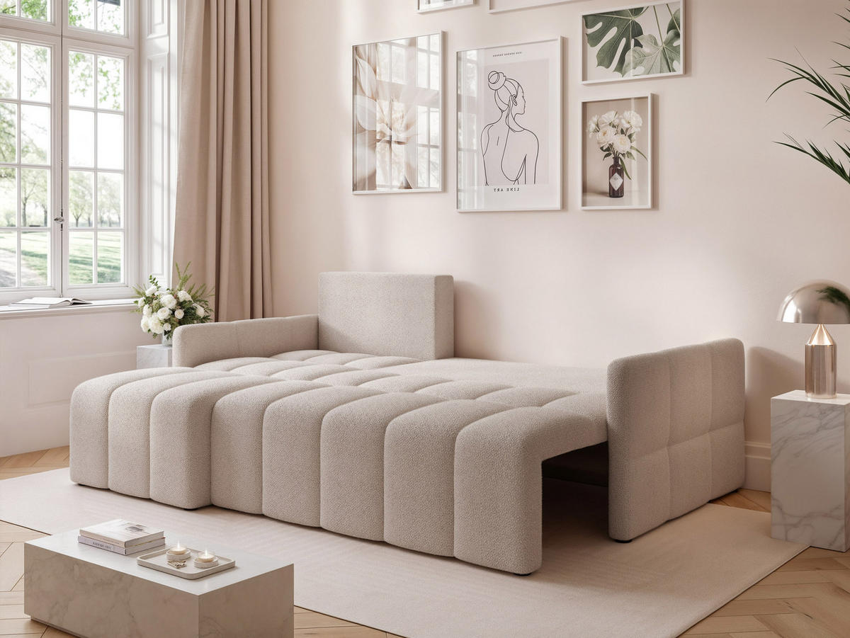 ECKSOFA LUPOO mit Schlaffunktion und Bettkasten Beige - Beige, Holzwerkstoff/Kunststoff (213/152cm) - Idohome