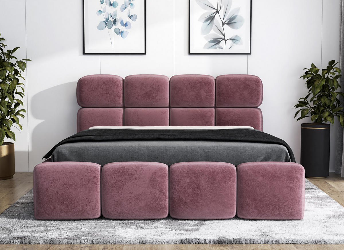 POLSTERBETT MONAKO 160x200 Rosa - Rosa, Textil (160/200cm) - A&J MöbelLand