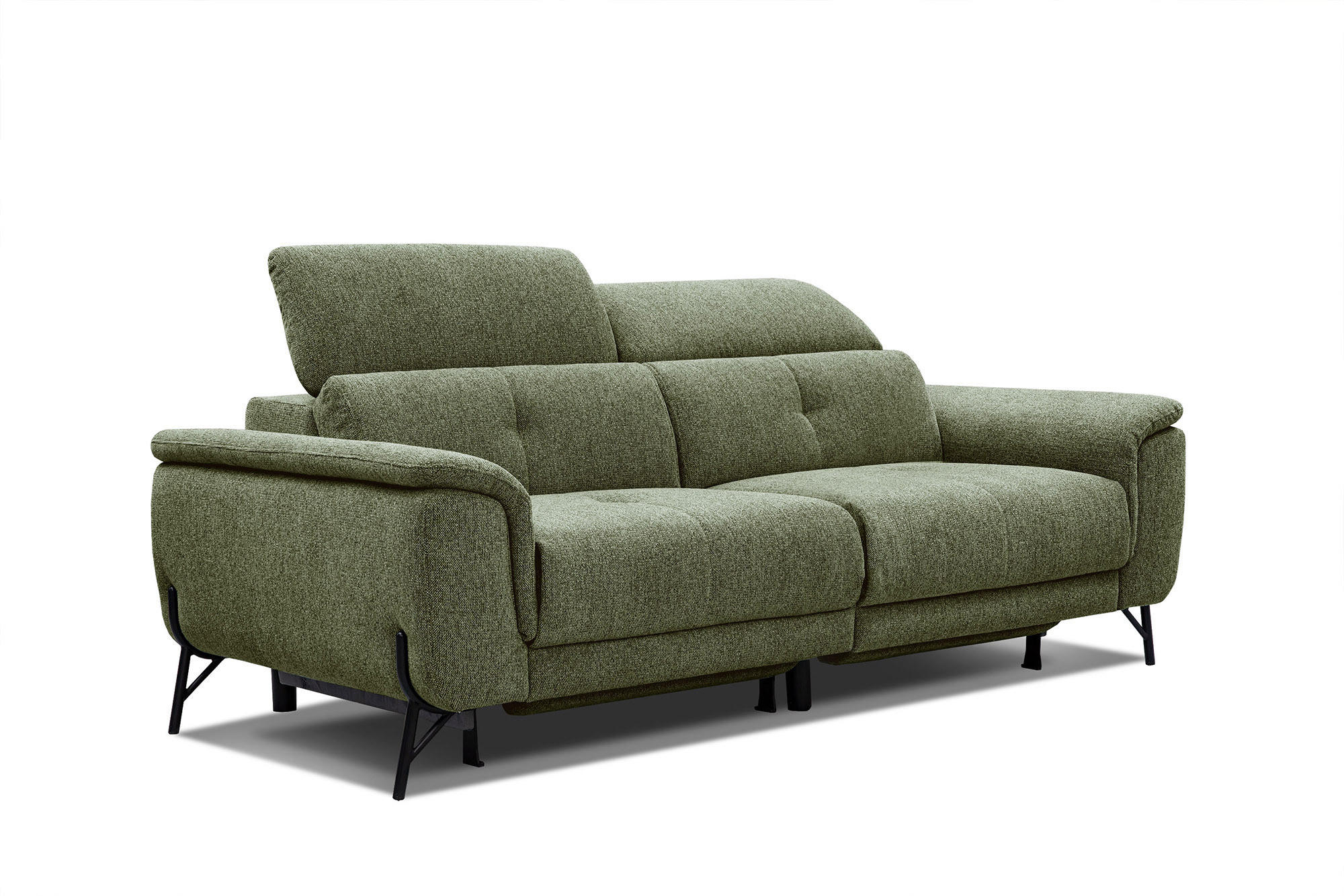 SOFA AVENA 3-Sitzer mit 2 Relaxfunktionen, olivgrün - Olivgrün, Holzwerkstoff/Textil (204/80/108cm) - Courtois Laville