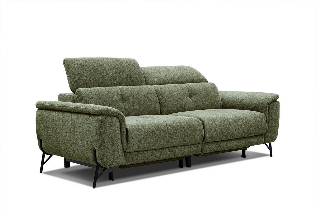 SOFA AVENA 3-Sitzer mit 2 Relaxfunktionen, olivgrün - Olivgrün, Holzwerkstoff/Textil (204/80/108cm) - Courtois Laville