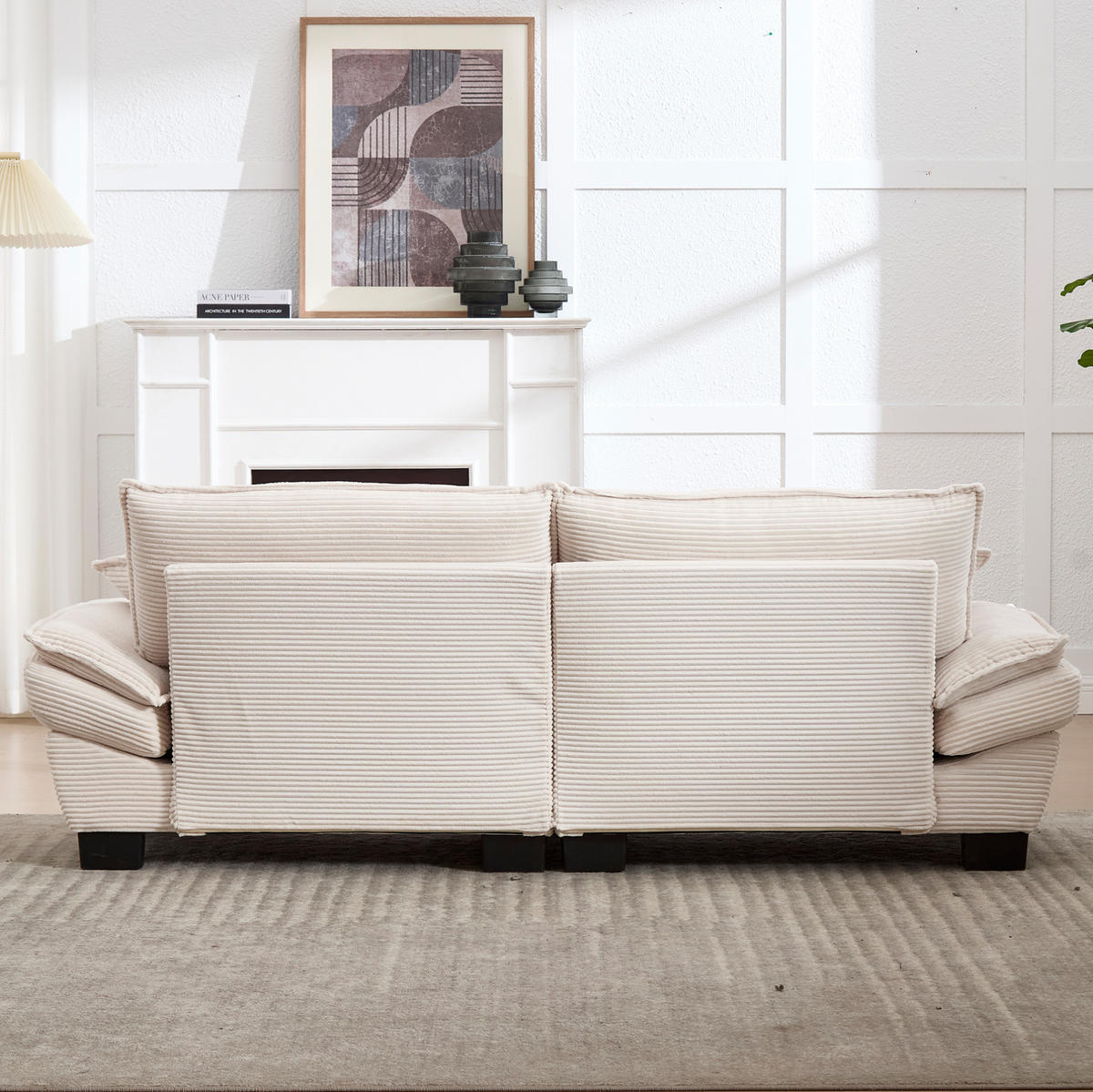 SOFA 2-Sitzer mit tiefem Sitz 224 x 81 x 81 cm Samt Beige - Beige, Kunststoff (224/81/81cm) - Meubliv