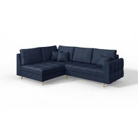 ECKSOFA Lorine Mikrofaser Dunkelblau - Hellbraun/Dunkelblau, Buchenholz/Textil (231/161cm) - S-Style Möbel