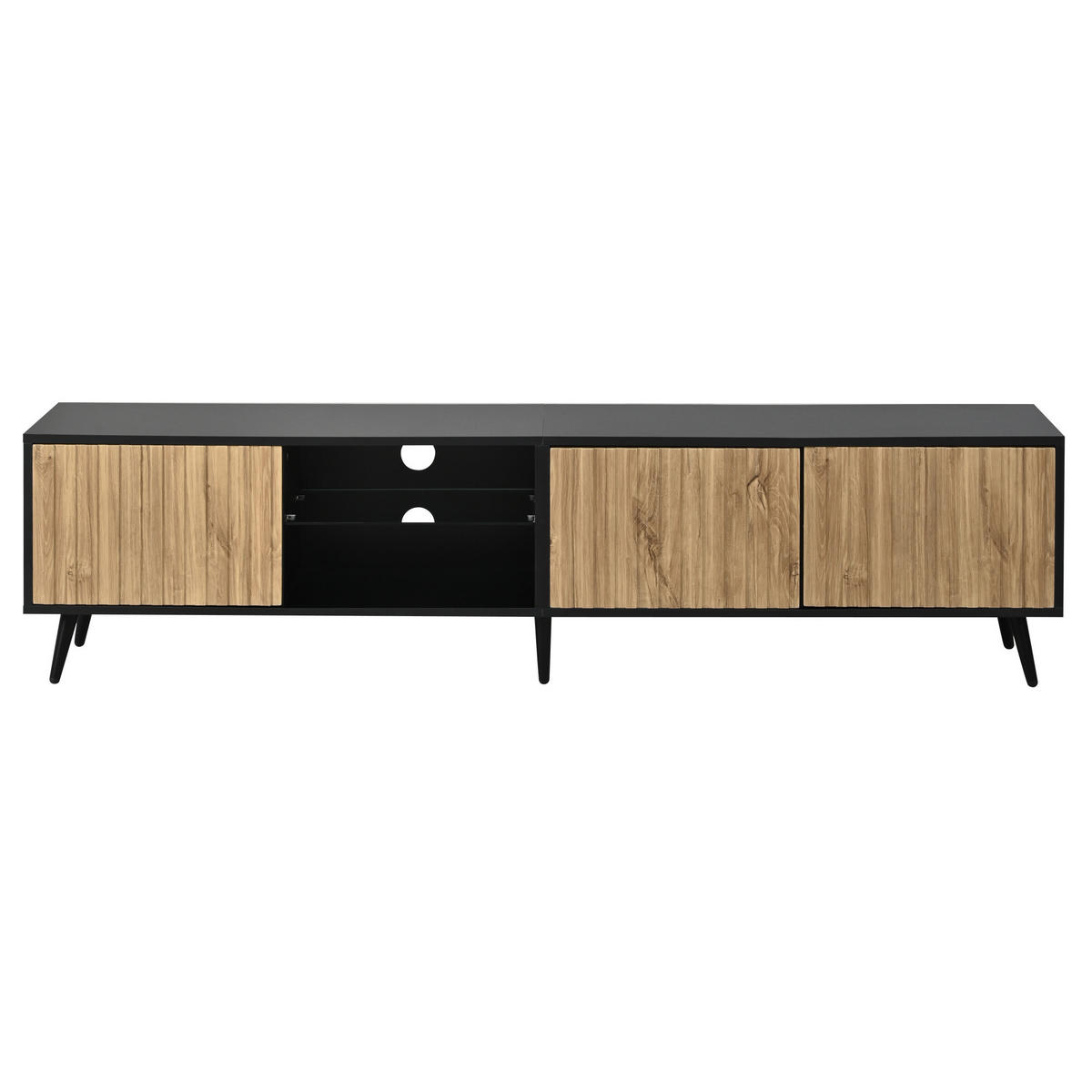 TV-ELEMENT mit LED 175 x 31 x 43,5 cm Naturholz/Schwarz - Braun, Holzwerkstoff (31/43.5/175cm) - Beauniv