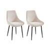 STUHL 2er-Set - Cord & Metall - Cremefarben - MASURIE - Creme, Textil (56/85.5/49cm) - Vente-Unique