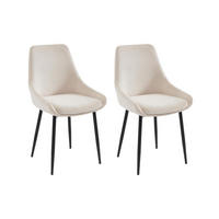 STUHL 2er-Set - Cord & Metall - Cremefarben - MASURIE - Creme, Textil (56/85.5/49cm) - Vente-Unique