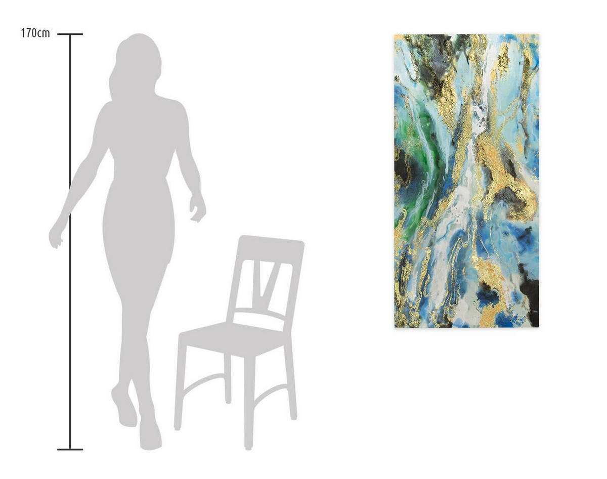 ACRYLBILD HANDGEMALT 60/120 cm - Blau/Weiß, Holz/Textil (1.7/120cm) - KUNSTLOFT