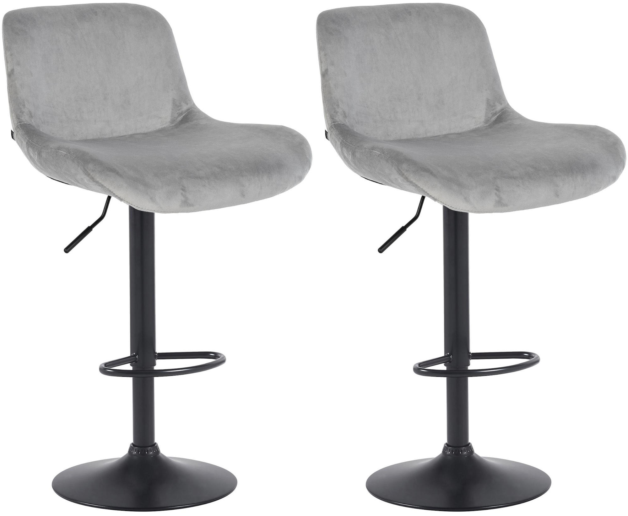 BARHOCKER 2er Set Samt Grau - Schwarz/Grau, Textil/Metall (50/85/50cm) - CLP