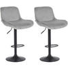 BARHOCKER 2er Set Samt Grau - Schwarz/Grau, Textil/Metall (50/85/50cm) - CLP