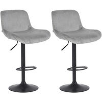 BARHOCKER 2er Set Samt Grau - Schwarz/Grau, Textil/Metall (50/85/50cm) - CLP