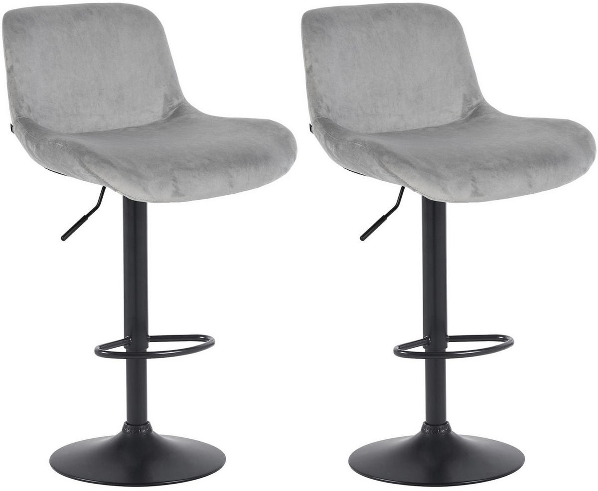 BARHOCKER 2er Set Samt Grau - Schwarz/Grau, Textil/Metall (50/85/50cm) - CLP